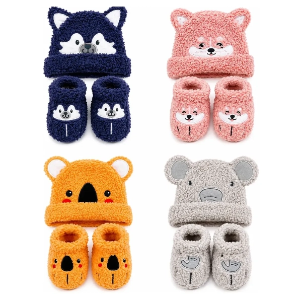 SET DE GORRO Y PANTUFLA BEBE INVIERNO ABRIGADO - 1
