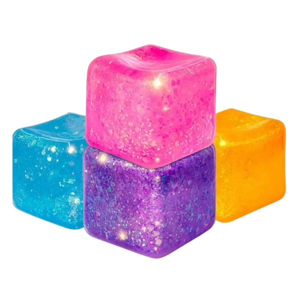 CUBO SENSORIAL PURPURINA GEL ANTIESTRES NIÑOS ADULTOS - 1