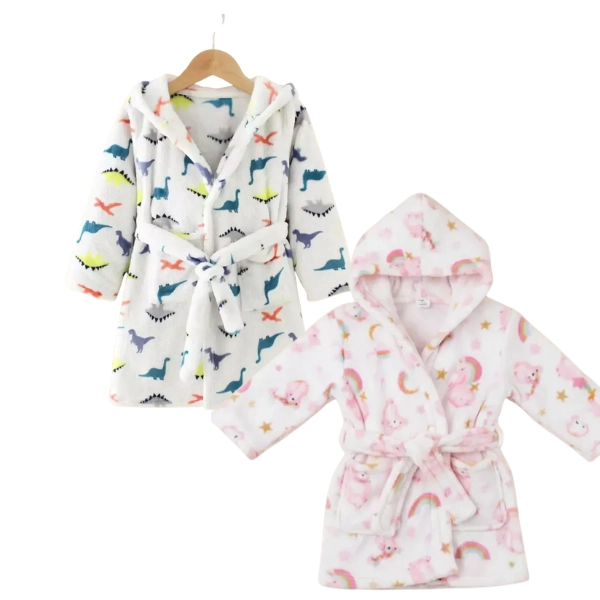 BATA DE BAÑO INFANTIL POLAR CON CAPUCHA PARA NIÑO Y NIÑA - 1