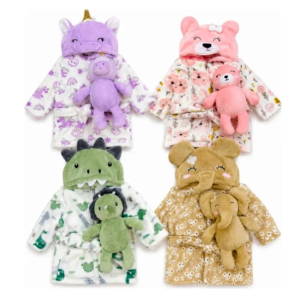 BATA DE BAÑO POLAR BEBE  + TUTO DE APEGO - 1