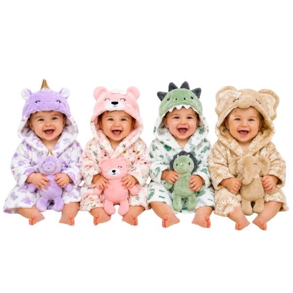 BATA DE BAÑO POLAR BEBE  + TUTO DE APEGO - 2