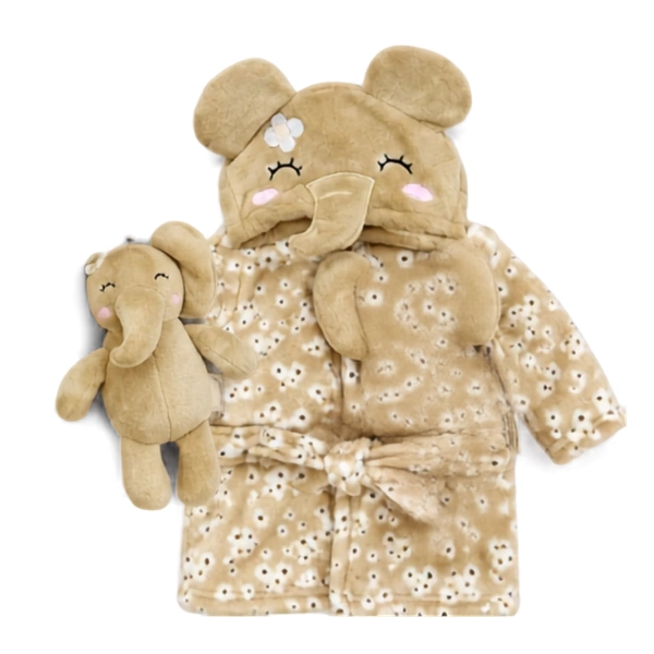 BATA DE BAÑO POLAR BEBE  + TUTO DE APEGO - 5