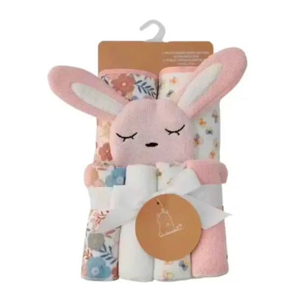 SET TOALLA PARA BEBE CON CAPUCHA +4 TOALLITAS - 4