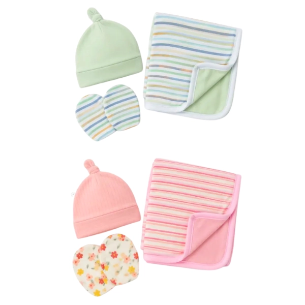 SET DE BEBE GORRITO MITONES Y PAÑO TUTO RECIE N NACIDO - 2