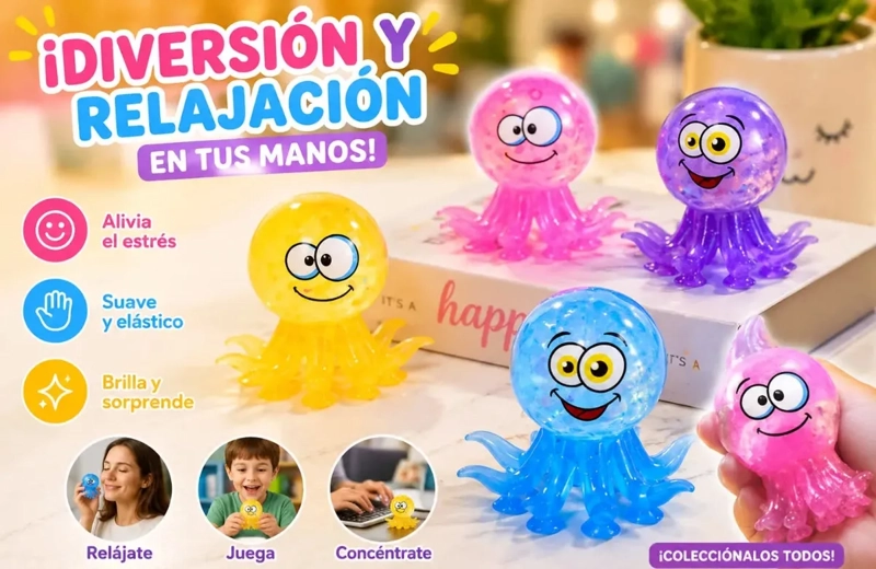 PULPO SQUISHY BRILLANTE ANTIESTRES NIÑOS Y ADULTOS - 3