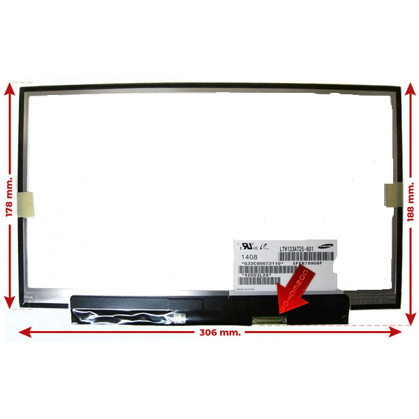 PANTALLA LED 13.3 SLIM 40 PIN HD SIN GANCHOS - 1