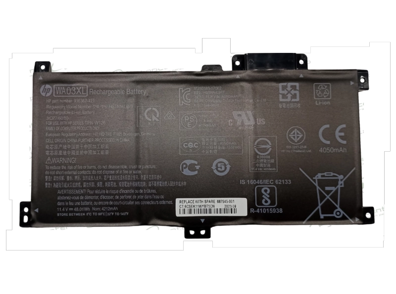 BATERIA HP PAVILION X360 15-BR ORIG 3 CEL WA03XL - 1