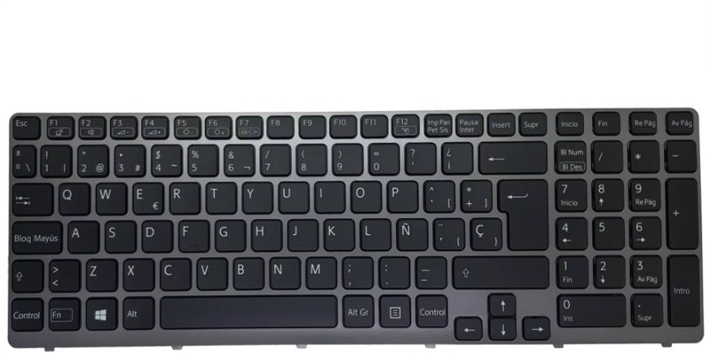 TECLADO SONY SVE15A FRAME GRIS ESPAÑOL NEGRO - 1