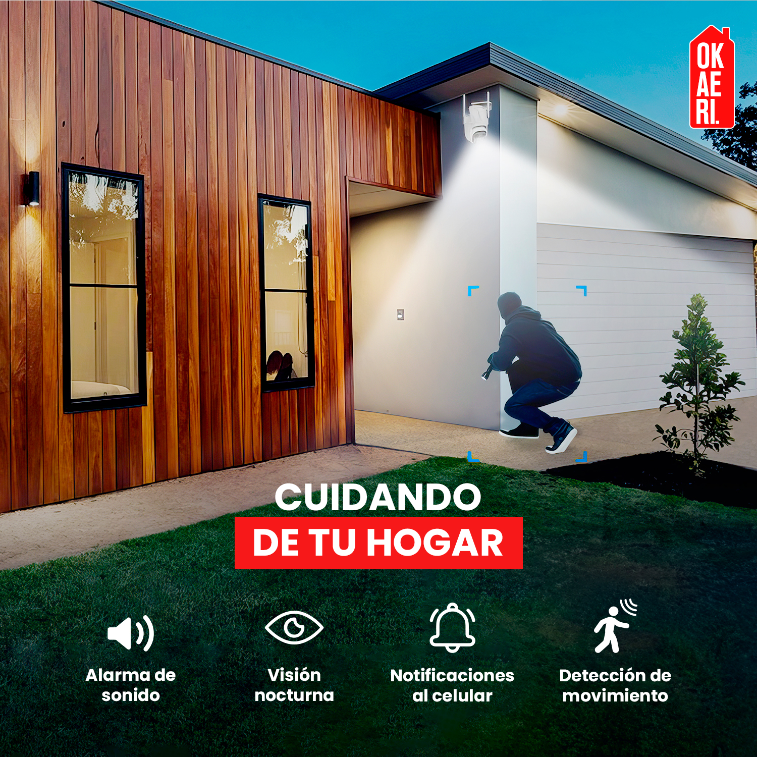 CÁMARA IP CON SENSOR DE MOVIMIENTO IMPERMEABLE WIFI FULL HD - 2