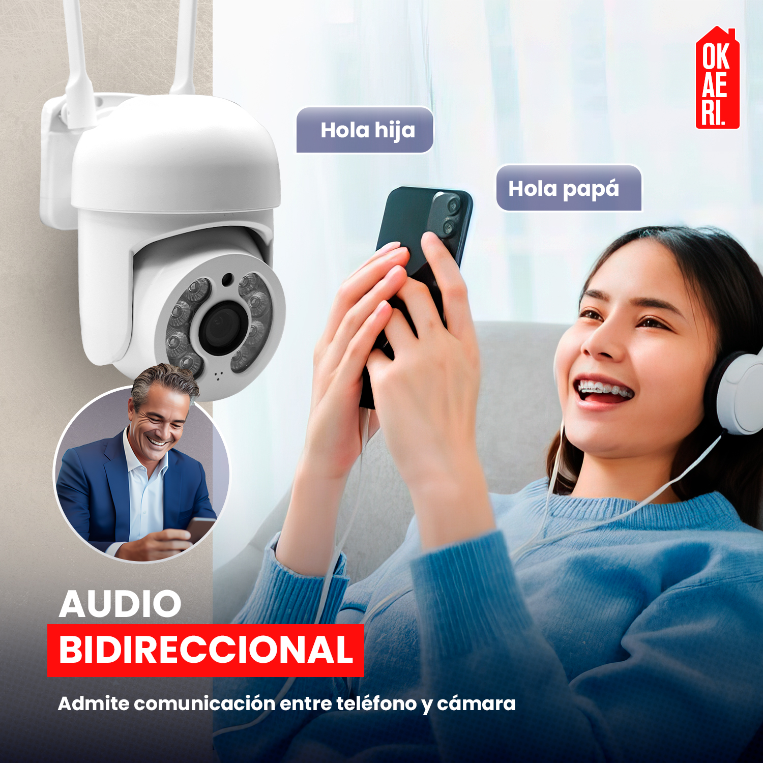 CÁMARA IP CON SENSOR DE MOVIMIENTO IMPERMEABLE WIFI FULL HD - 3