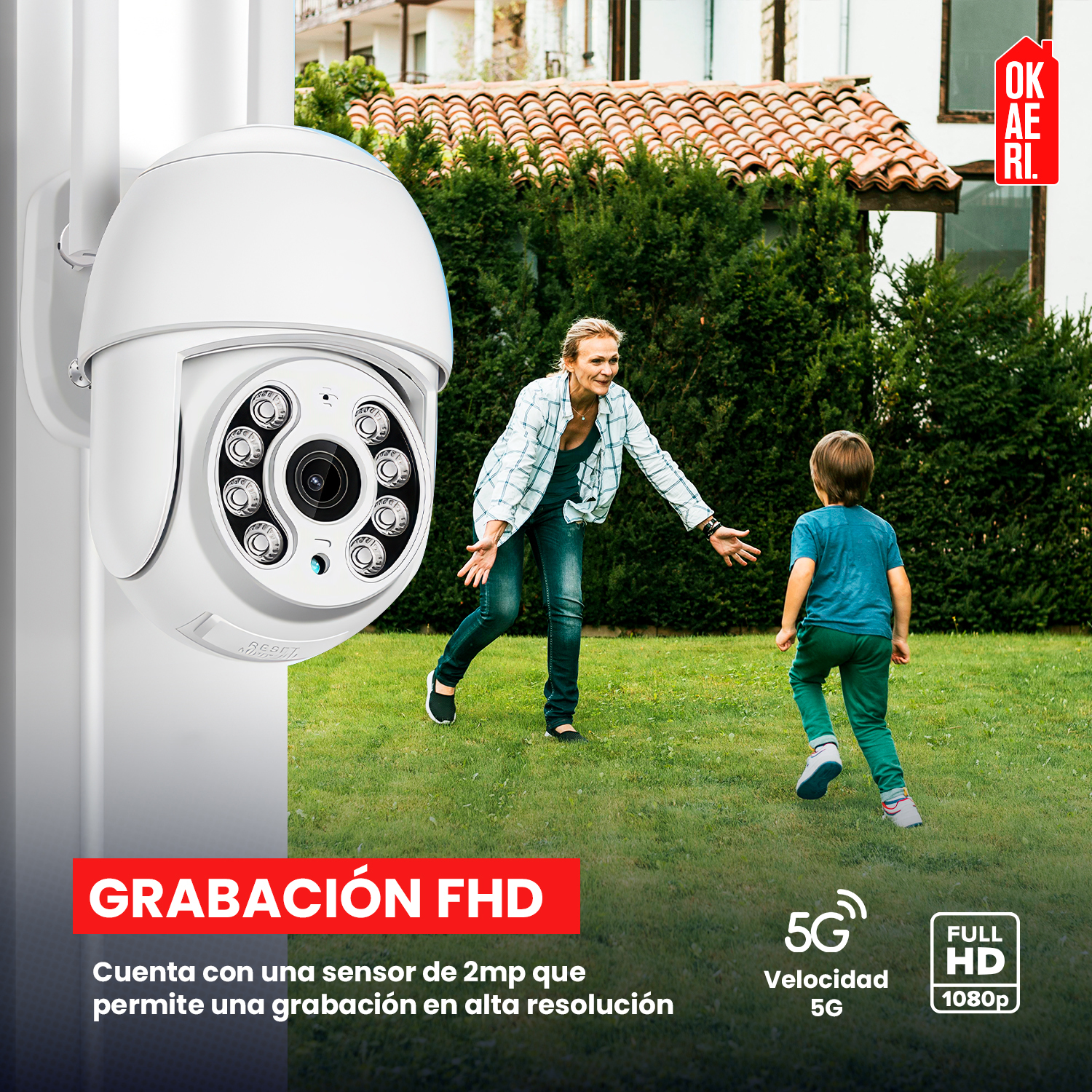 CÁMARA IP CON SENSOR DE MOVIMIENTO IMPERMEABLE WIFI FULL HD - 5