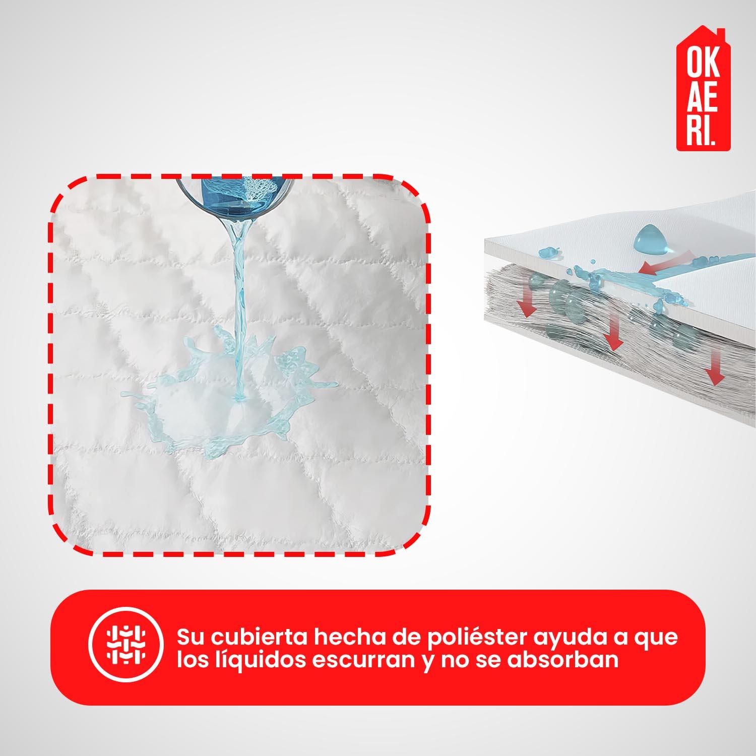 CUBRECOLCHÓN 2 PLAZAS LISO IMPERMEABLE + FUNDAS - 4