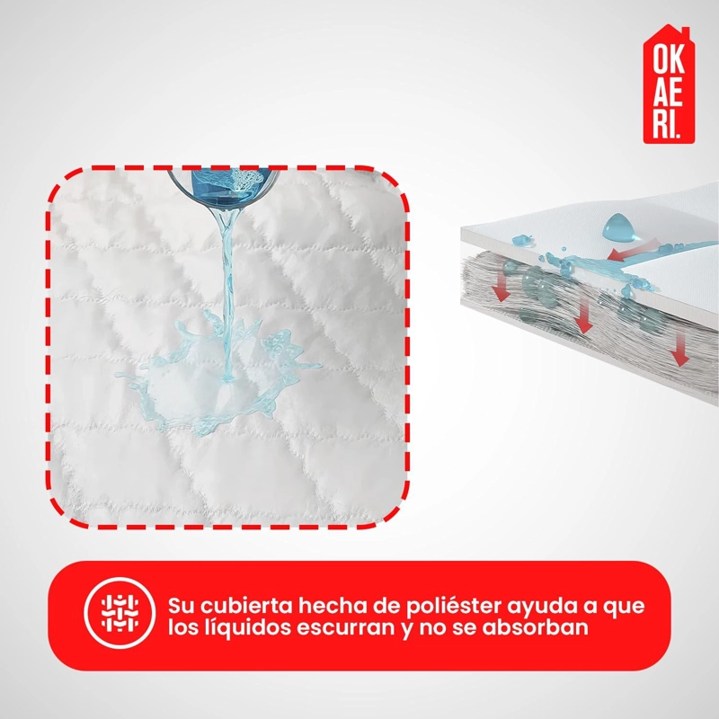 CUBRECOLCHÓN 2 PLAZAS LISO IMPERMEABLE + FUNDAS - 4