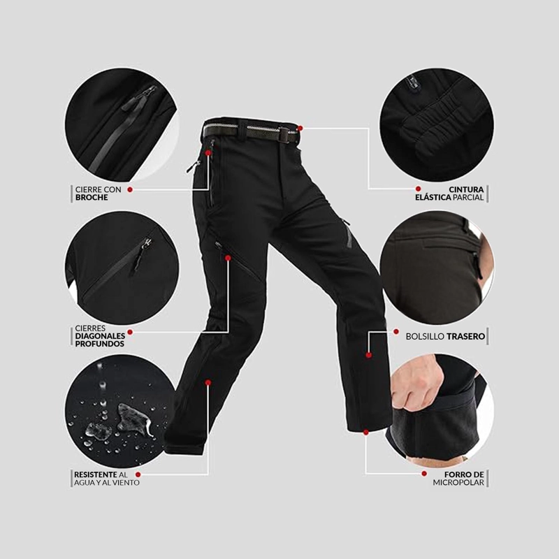 PANTALON TERMICO SOFTSHELL IMPERMEABLE HOMBRE INVIERNO FRIO - 3