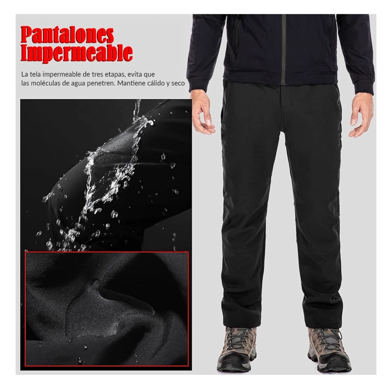 PANTALON TERMICO SOFTSHELL IMPERMEABLE HOMBRE INVIERNO FRIO - 4