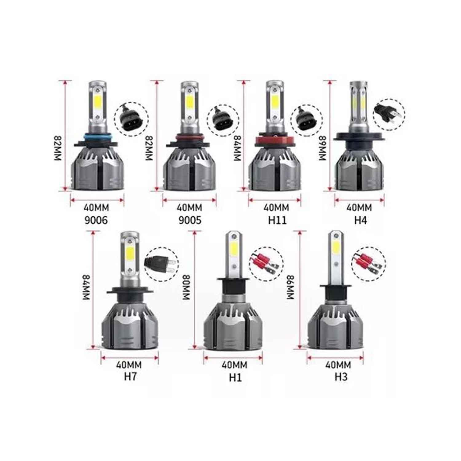 KIT TURBO LED CURSOR H4 H1 H3 H7 H11 H13 9005 9006 880 12000LM/ C6 H3 - 4