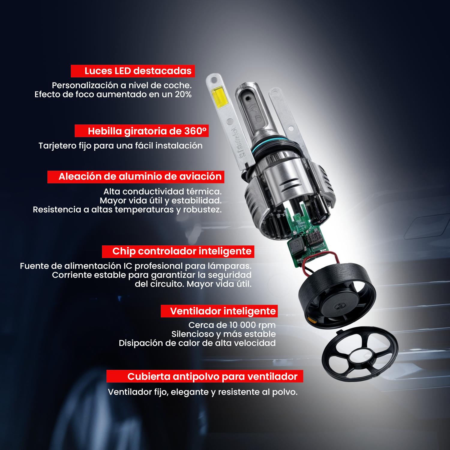 KIT TURBO LED CURSOR H4 H1 H3 H7 H11 H13 9005 9006 880 12000LM/ C6 880 - 8