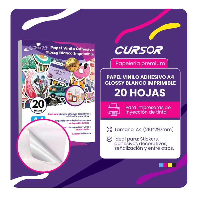 VINILO ADHESIVO A4 BLANCO IMPRIMIBLE/20HJS - 2