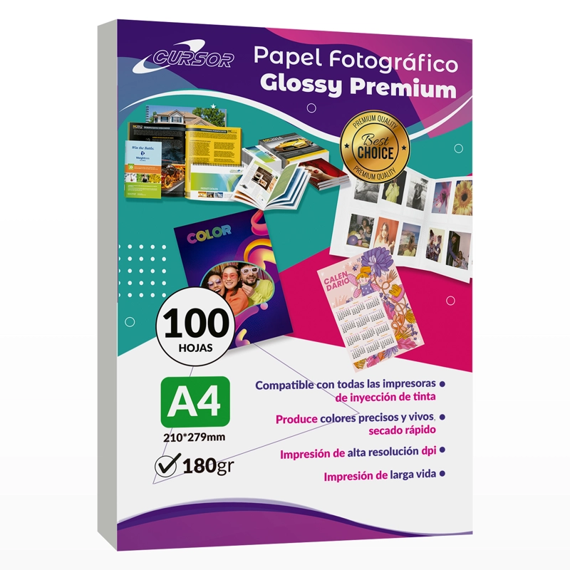 PAPEL FOTOGRÁFICO CURSOR A4 180 GRAMOS PACK 100 HOJAS - 1