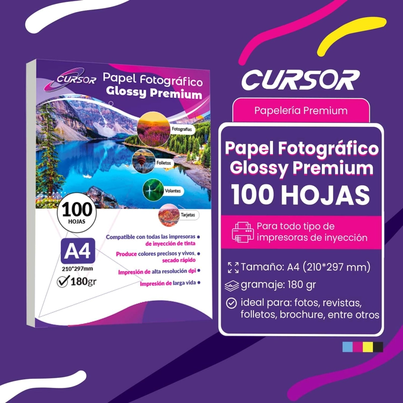 PAPEL FOTOGRÁFICO CURSOR A4 180 GRAMOS PACK 100 HOJAS - 2