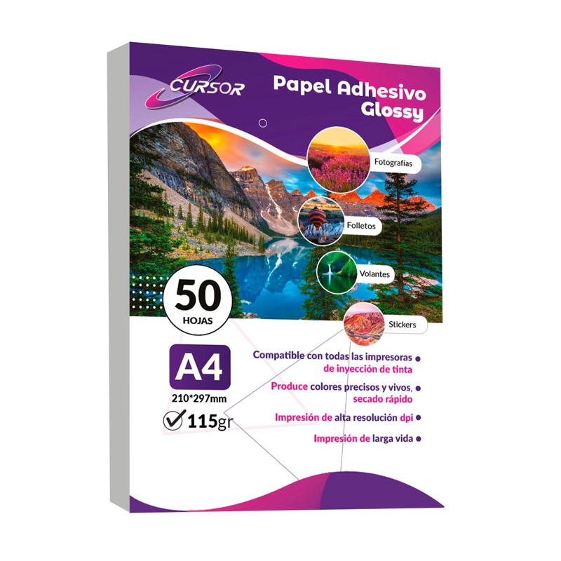 PAPEL FOTOGRAFICO ADHESIVO PREMIUM A4 115GR PACK 50 CURSOR - 1