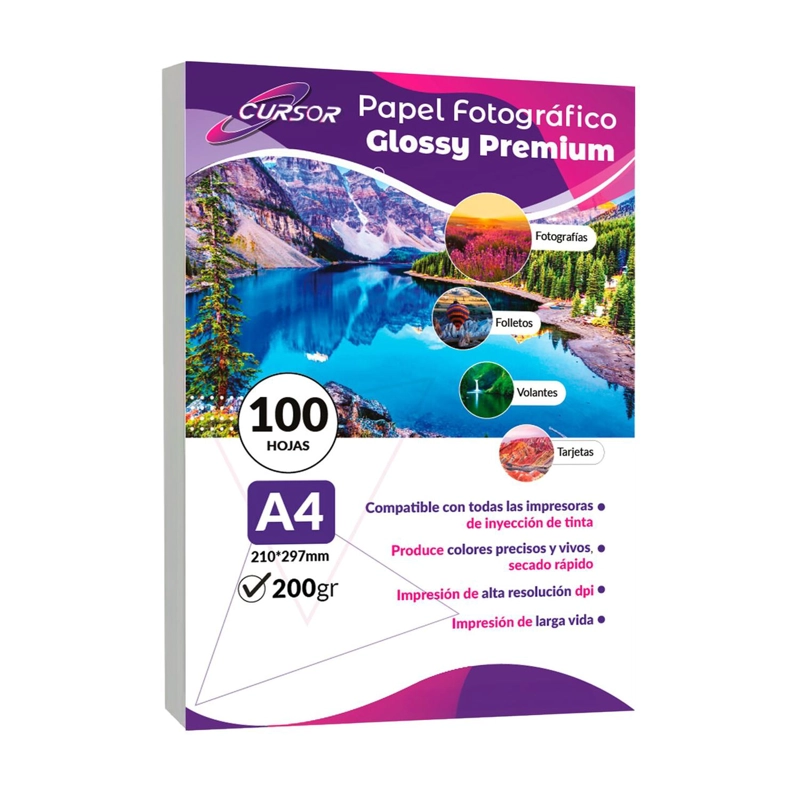 PAPEL FOTOGRAFICO GLOSSY/BRILLANTE A4 200GR 100HJS - 1