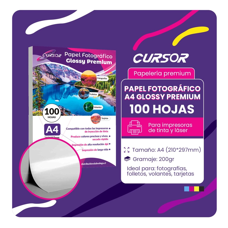 PAPEL FOTOGRAFICO GLOSSY/BRILLANTE A4 200GR 100HJS - 2