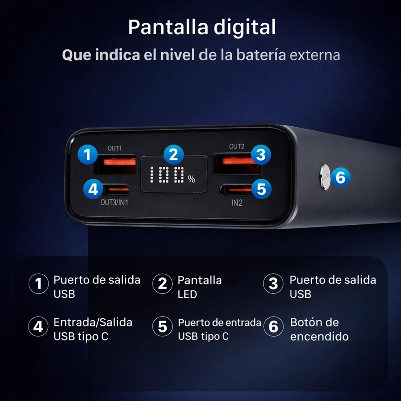 BATERIA EXTERNA POWER BANK CARGA RAPIDA 20.000MAH - 7