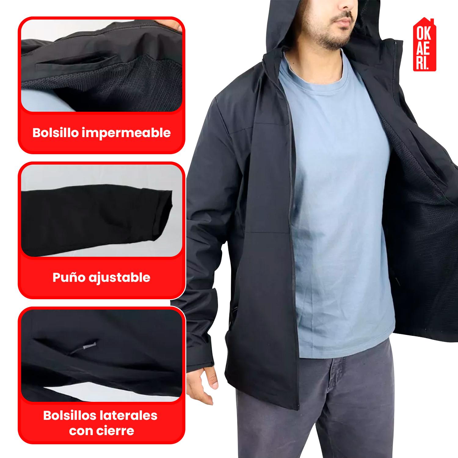 CHAQUETA CORTAVIENTO IMPERMEABLE OUTDOOR HOMBRE - 2