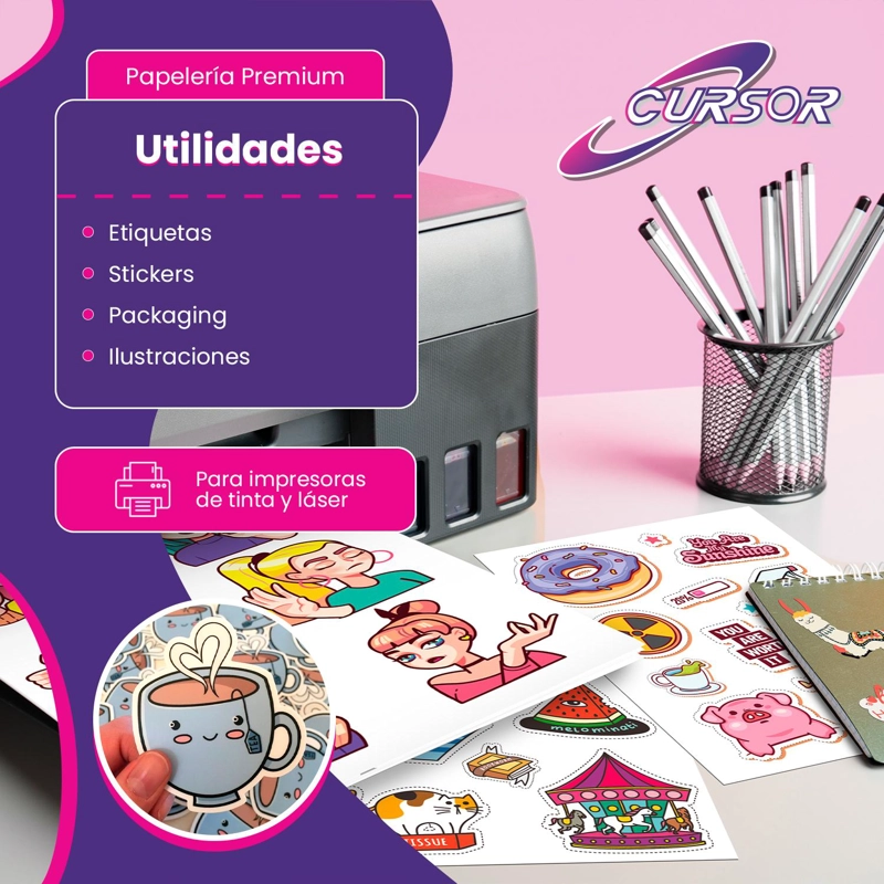 PAPEL GLOSSY ADHESIVO 135G A4 CURSOR PACK 300 HOJAS - 5