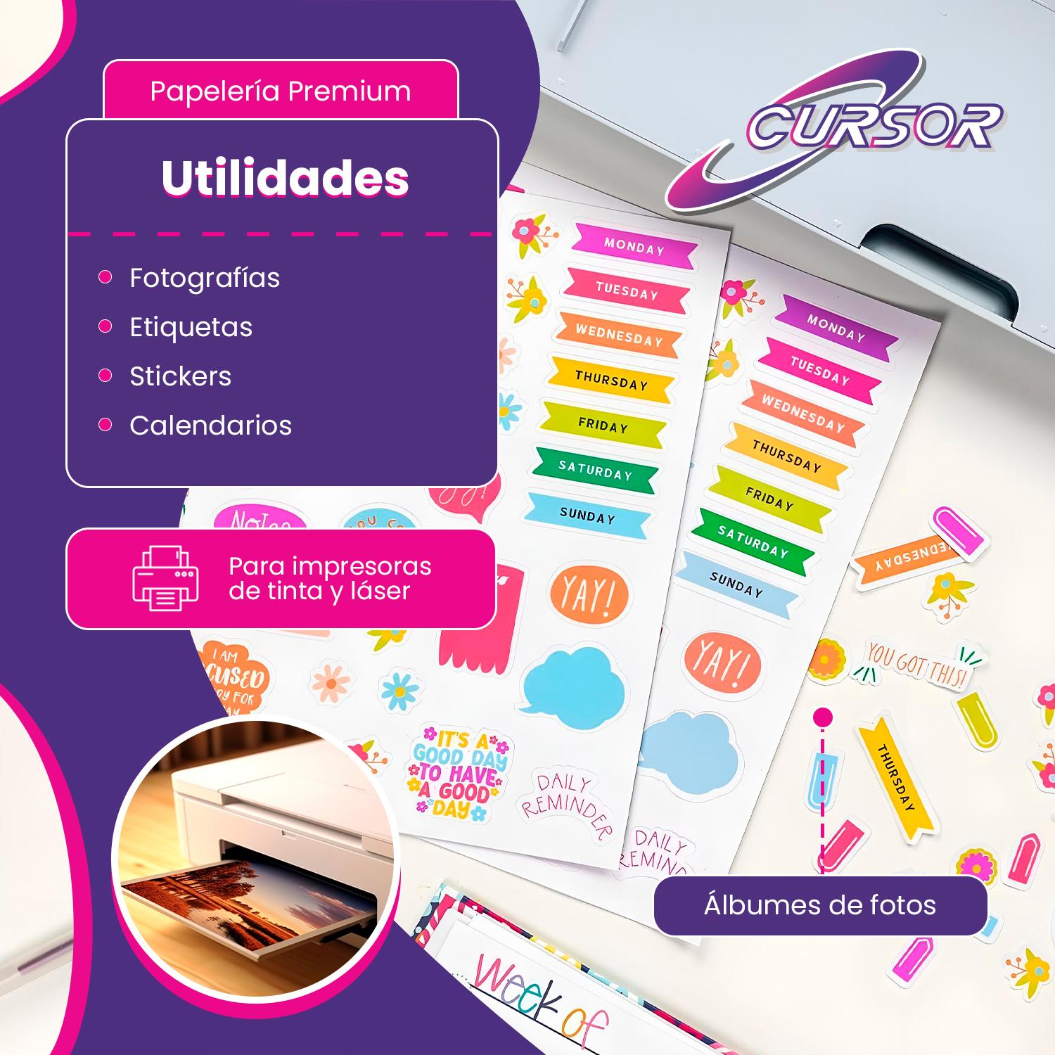 PAPEL GLOSSY ADHESIVO 135G A4 CURSOR PACK 300 HOJAS - 7