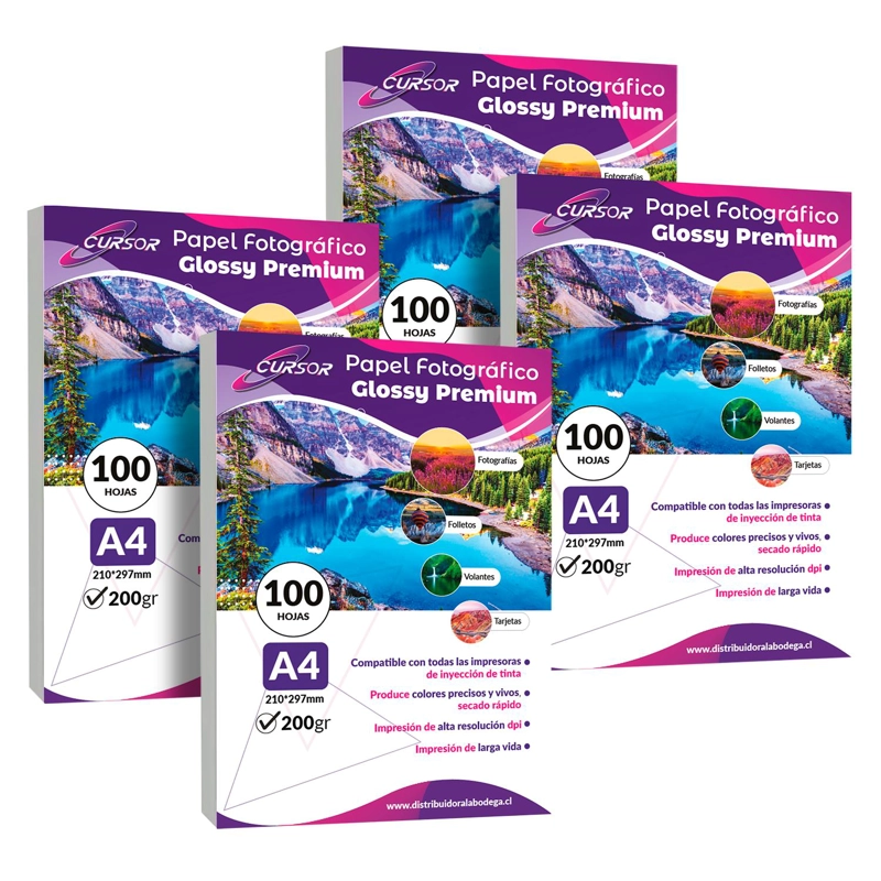 PACK 400 HJS PAPEL FOTOGRAFICO GLOSSY A4 200GR - 1