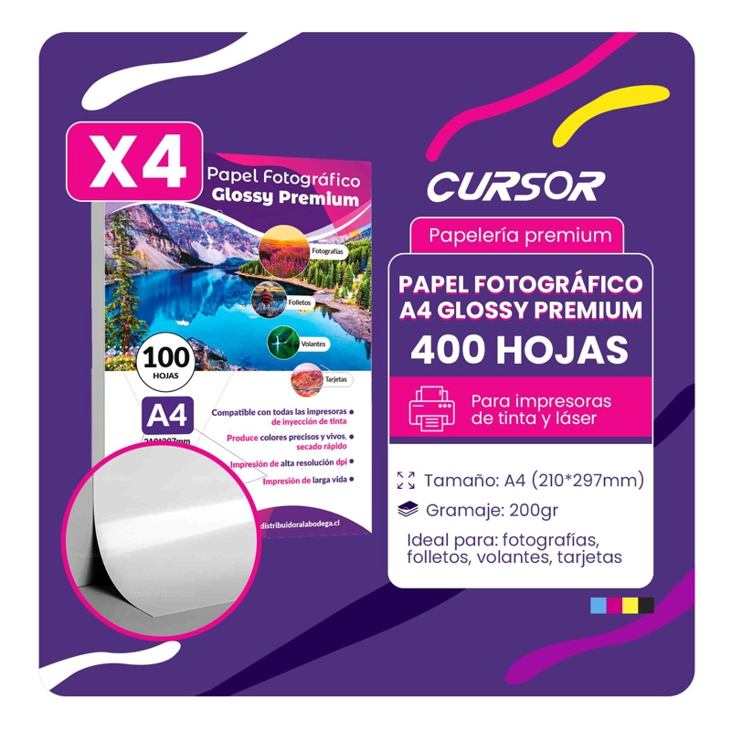 PACK 400 HJS PAPEL FOTOGRAFICO GLOSSY A4 200GR - 2