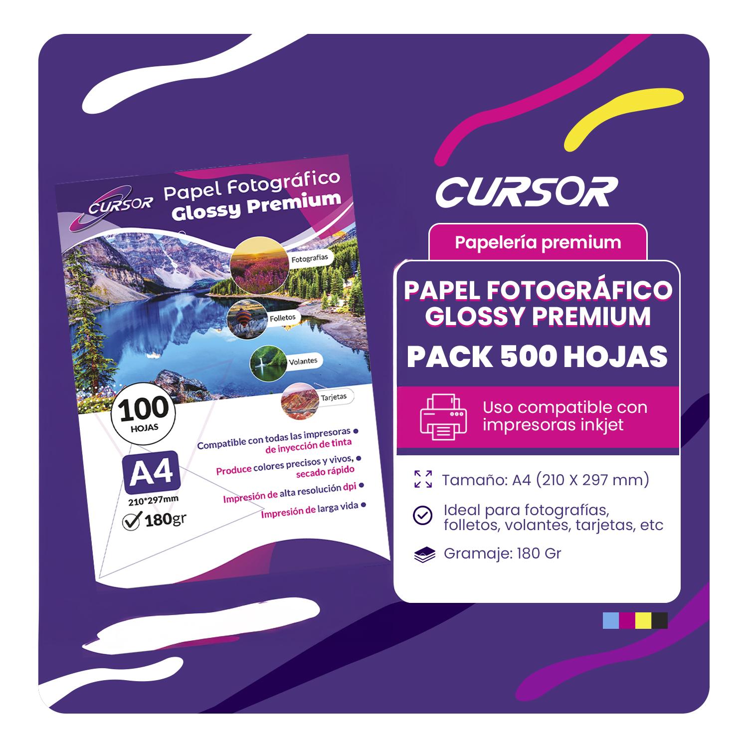 PACK 500 HJS PAPEL FOTOGRAFICO GLOSSY A4 180GR - 3