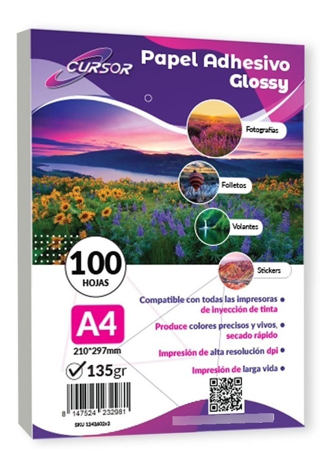 PAPEL FOTOG ADHESIVO 135G A4 GLOSSY PACK 1000HJS - 1