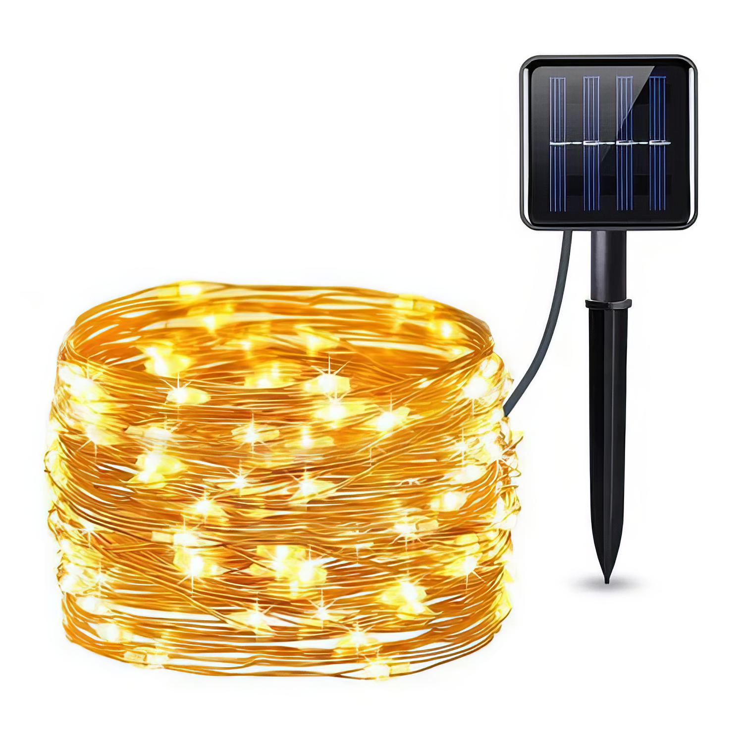 GUIRNALDA SOLAR LUCES HADA DECORATIVA 10MTS CALIDA - 1