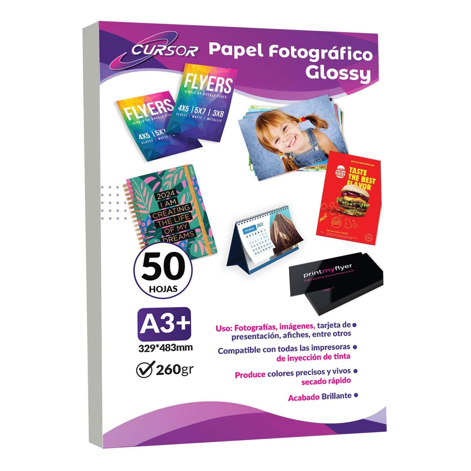 PAPEL FOTOGRAFICO GLOSSY A3+ 260G 50H CURSOR - 1