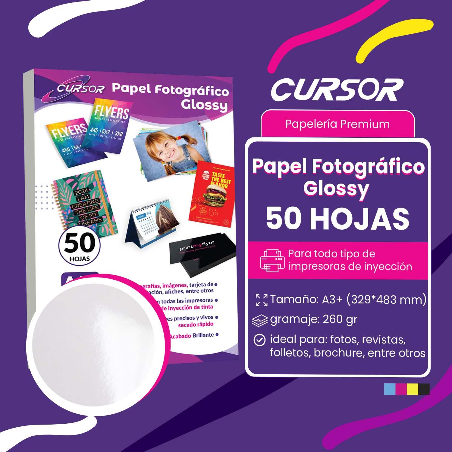PAPEL FOTOGRAFICO GLOSSY A3+ 260G 50H CURSOR - 2