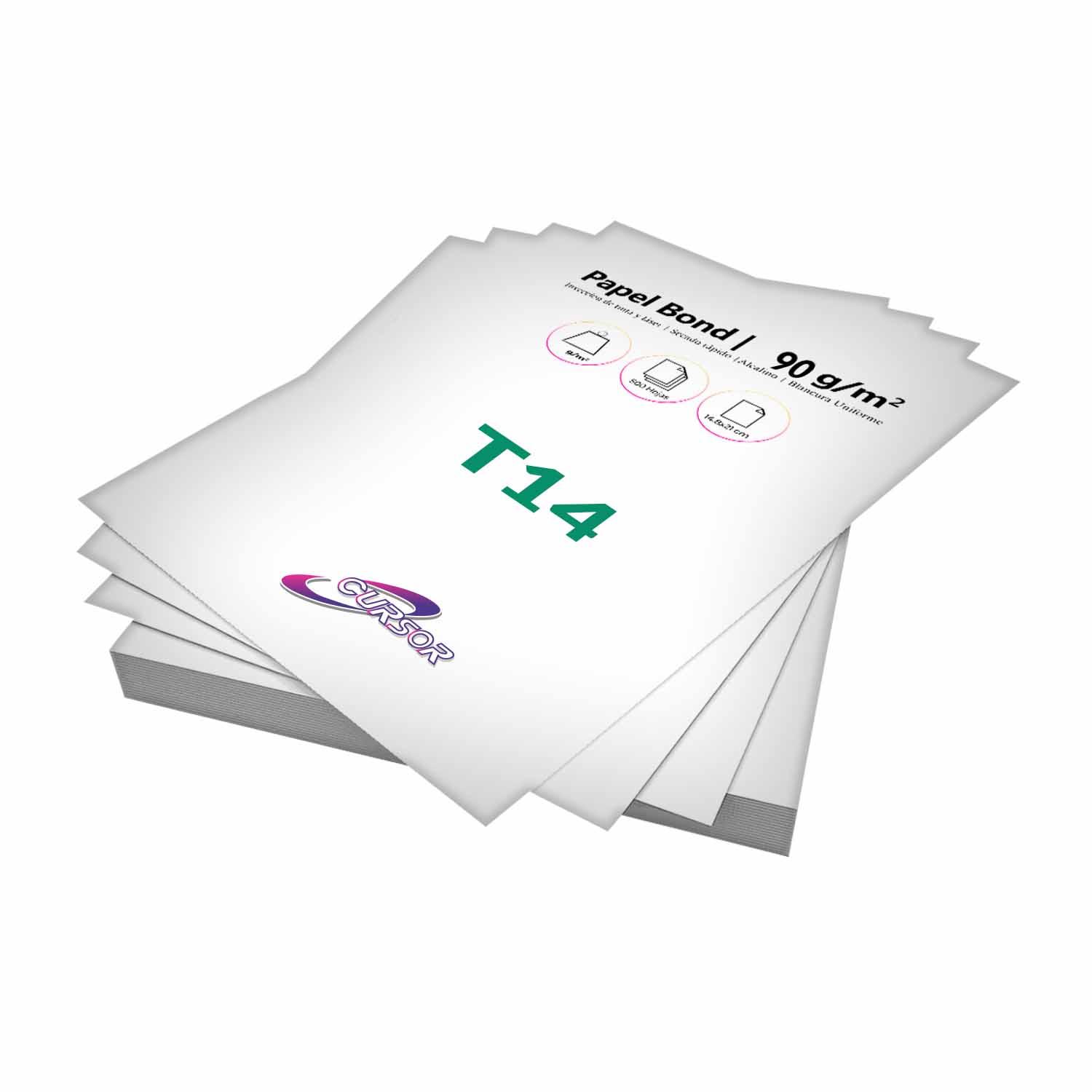 RESMA PAPEL BOND T14 90G 500H - CURSOR TAMAÑO T14 - 2