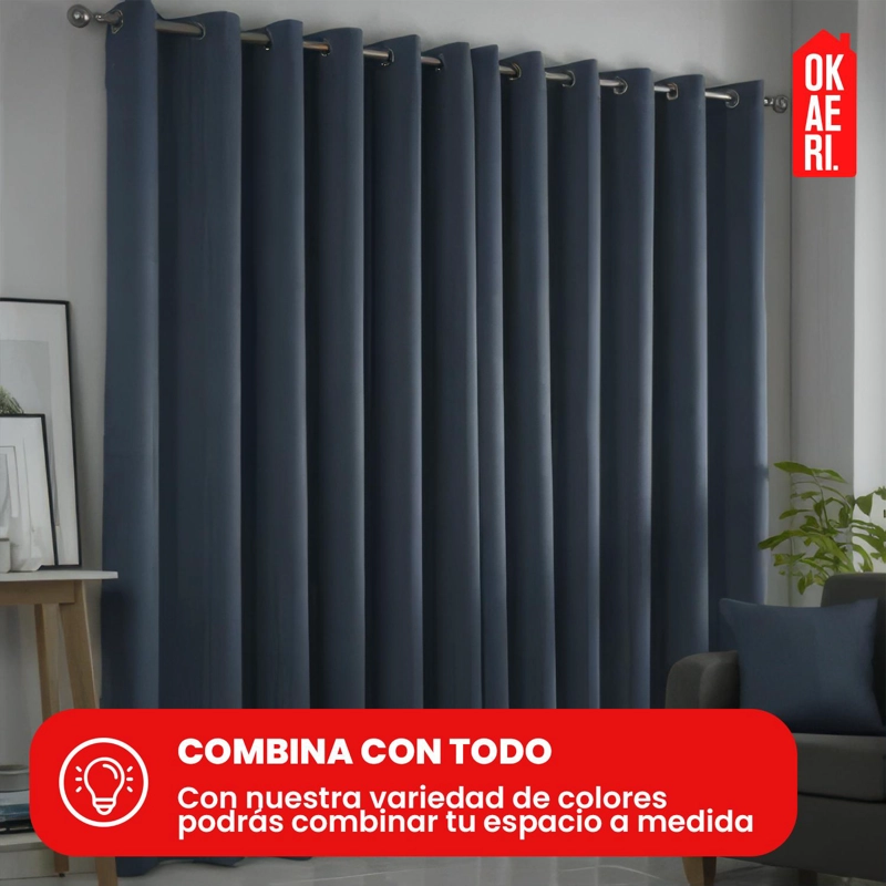 CORTINA BLACKOUT 1 PAÑO 140X230CM TEXTURA LINO AZUL - 7