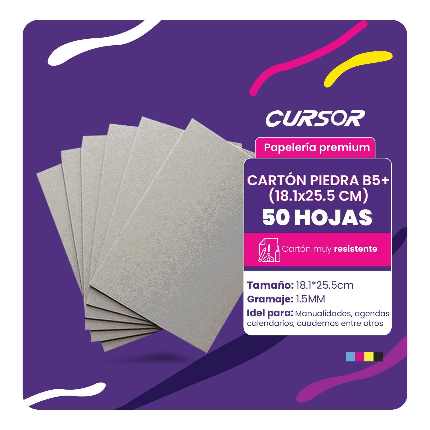 CARTON PIEDRA B5+ (18.1X25.5 CM) 1.5MM 50H CURSOR - A TAMAÑO B5 - 6