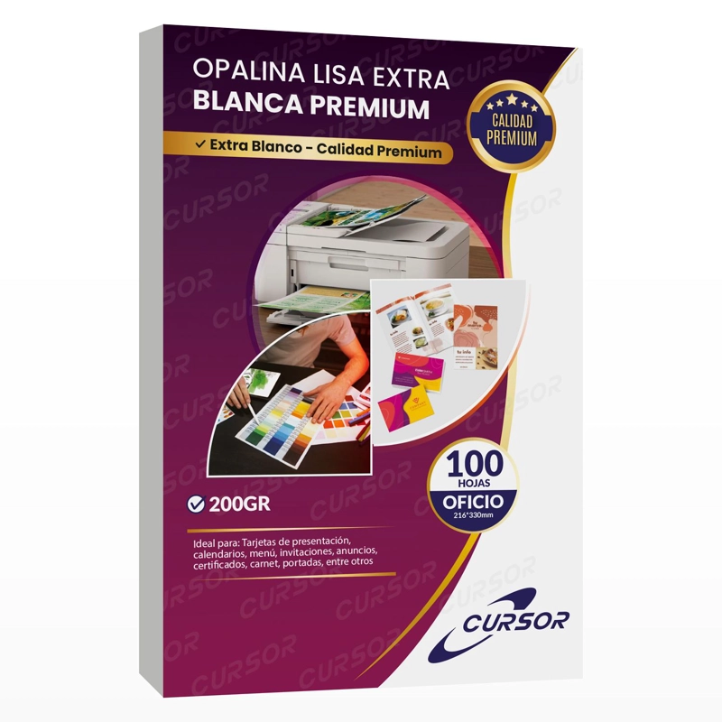 OPALINA LISA EXTRA BLANCA PREMIUM 200G OFICIO 100H CURSOR - 1