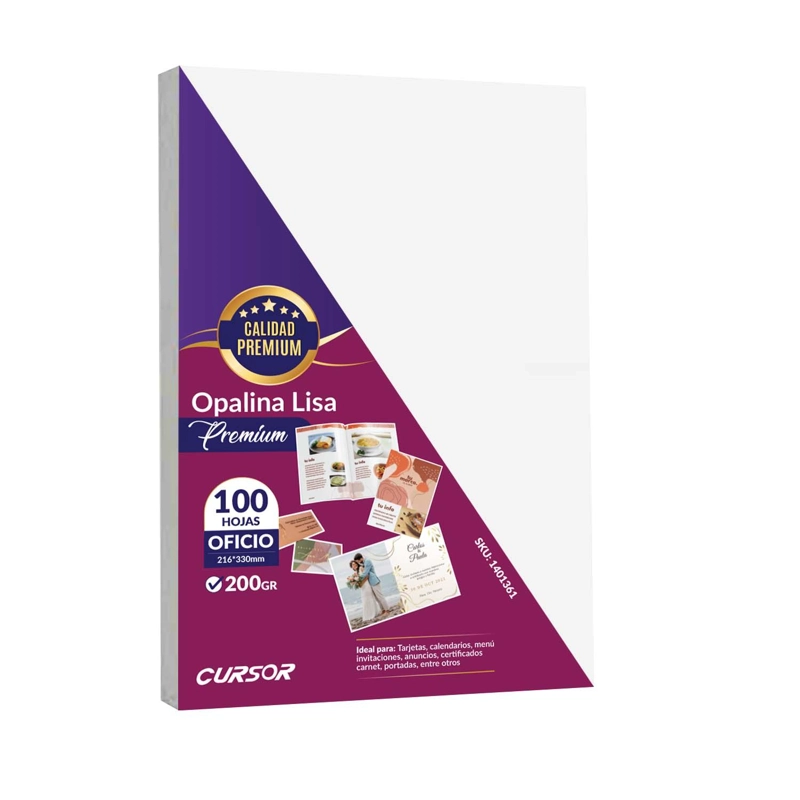 OPALINA LISA EXTRA BLANCA PREMIUM 200G OFICIO 100H CURSOR - 2