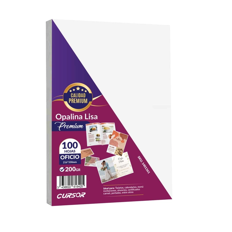 OPALINA LISA EXTRA BLANCA PREMIUM 200G OFICIO 100H CURSOR - 3