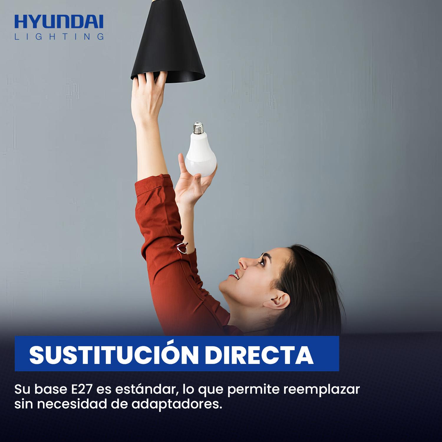PACK 5 AMPOLLETA LED A60 E27 12W HYUNDAI AMARILLO 2700K - CALIDO - 4
