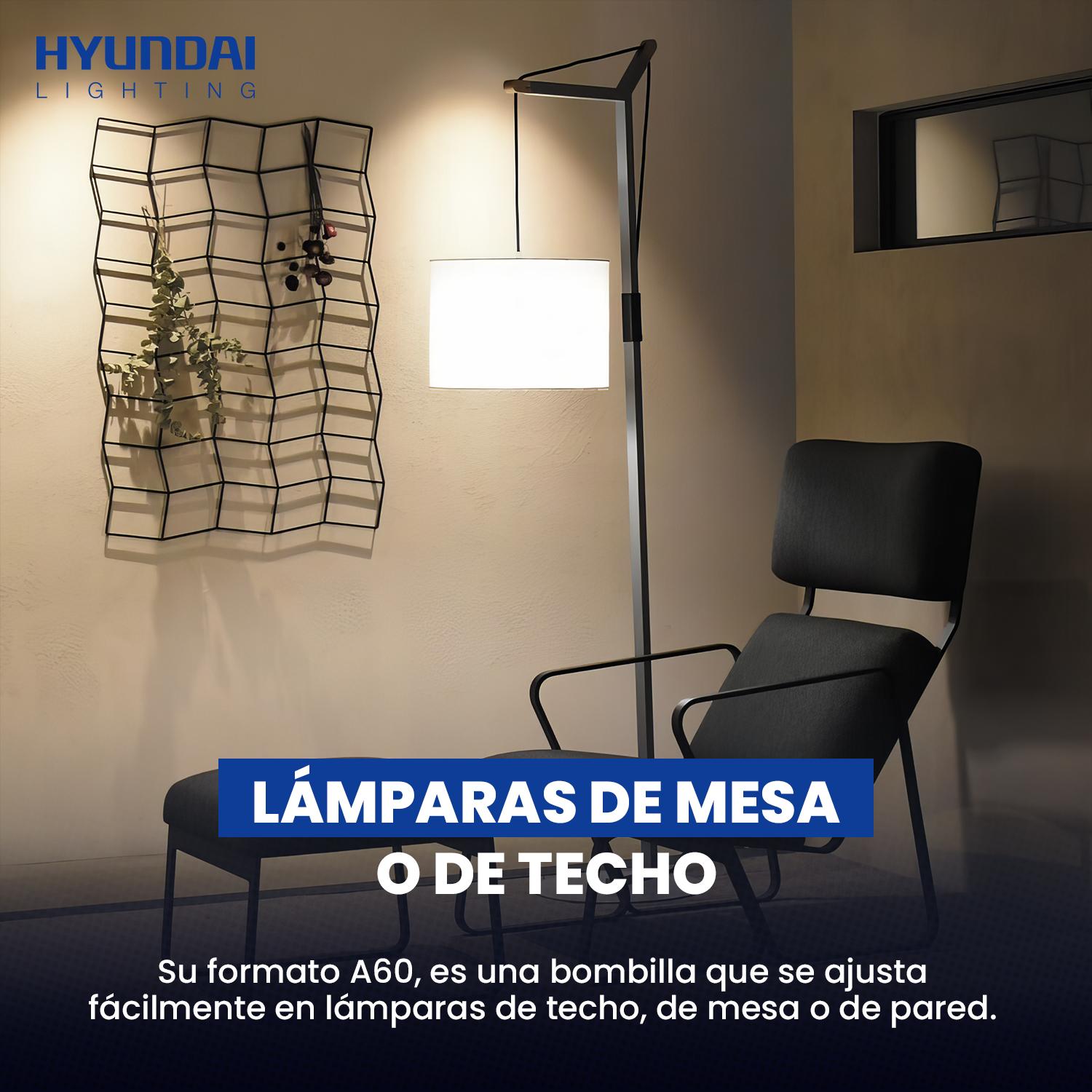 PACK 5 AMPOLLETA LED A60 E27 12W HYUNDAI AMARILLO 2700K - CALIDO - 7