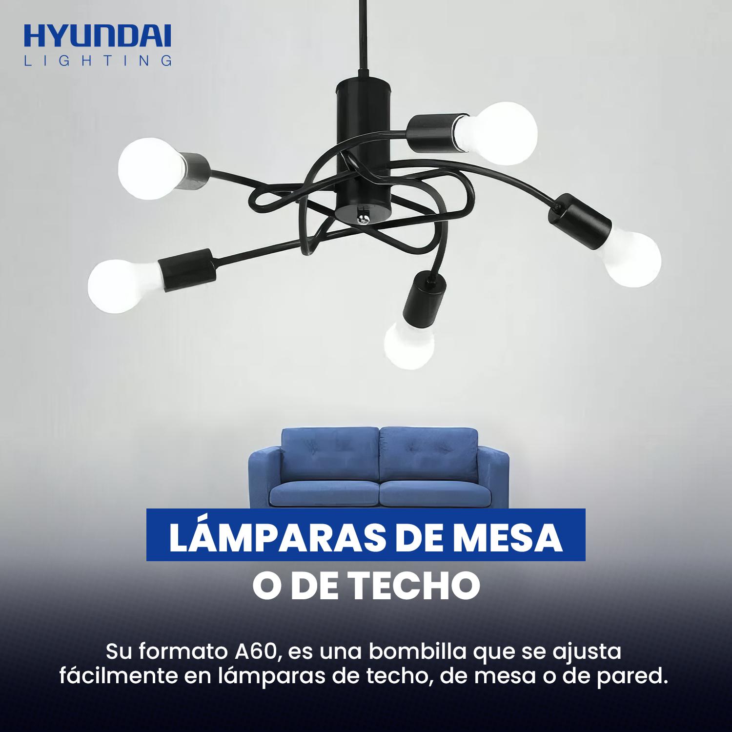 PACK 5 AMPOLLETA LED A60 E27 12W HYUNDAI BLANCO 6500K - FRIO - 6