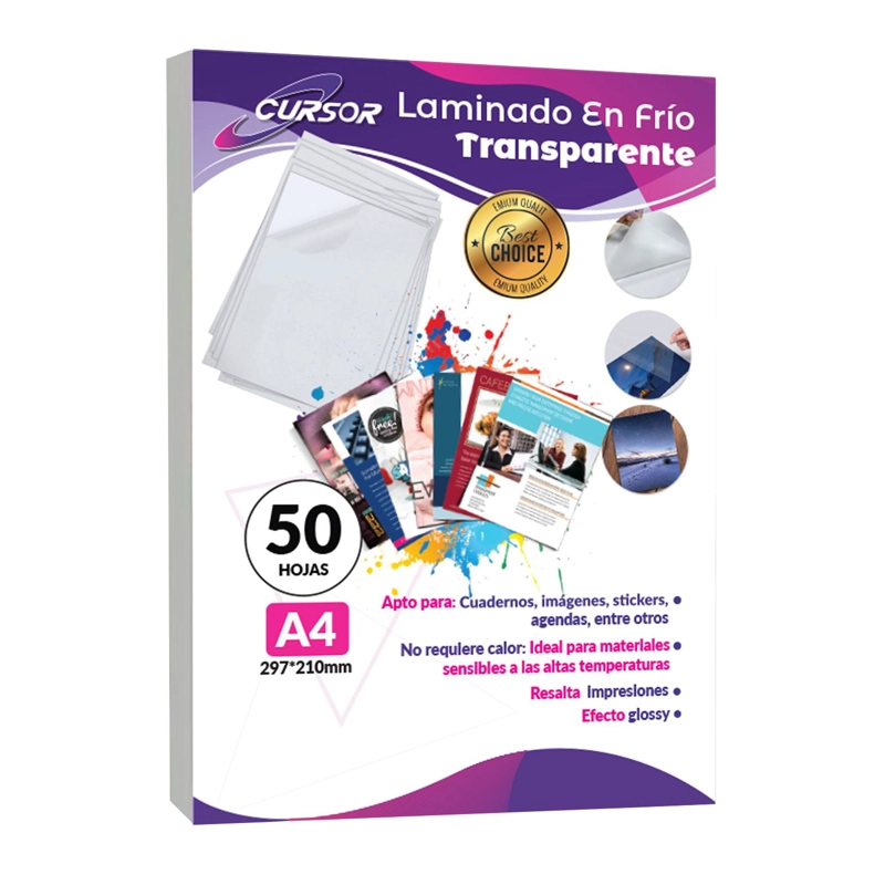 LAMINADO EN FRIO TRANSPARENTE A4 CURSOR PACK 50 - 1