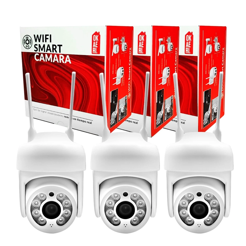 PACK X 3 CAMARA IP OKAERI WIFI EXTERIOR INALAMBRICA HD - 1
