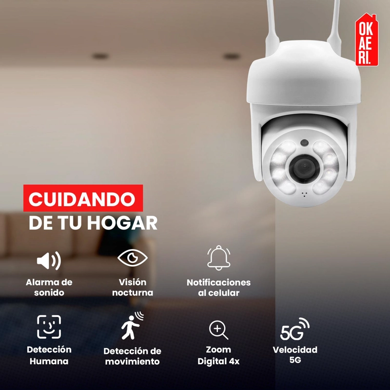 PACK X 3 CAMARA IP OKAERI WIFI EXTERIOR INALAMBRICA HD - 4